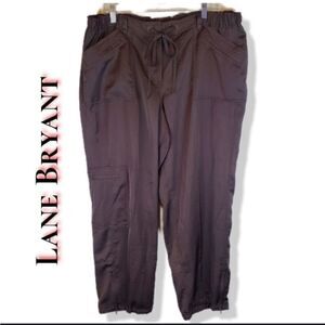 Lane Bryant brown Easy Pant satin cargo jogger size 20